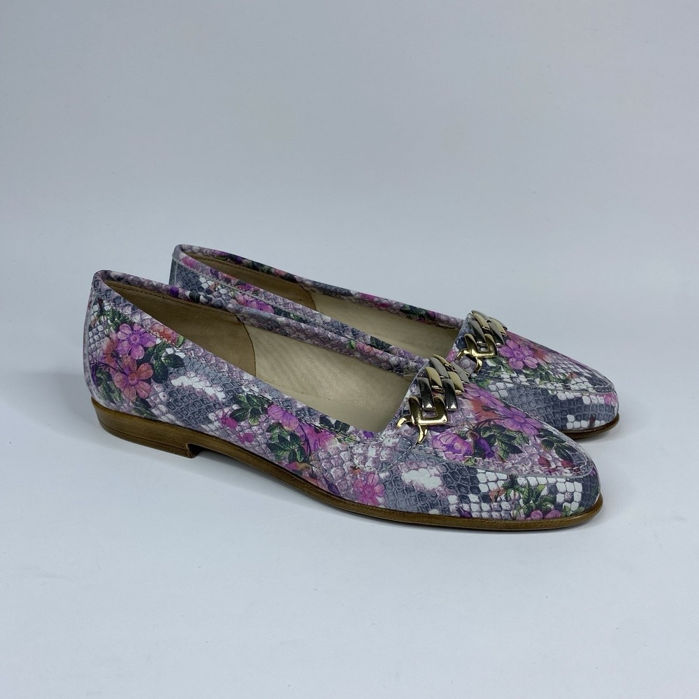 Amalfi By‎ Rangoni Italy Floral Snake Print Loafers Flats Women's Size 6.5M